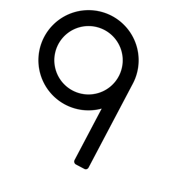 Numéro de maison auto-adhésif "9" - 245 mm en noir