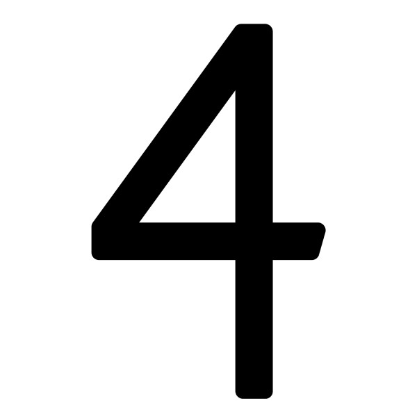Numéro de maison auto-adhésif "4" - 245 mm en noir