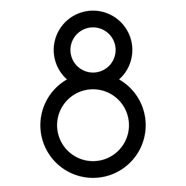 Numéro de maison auto-adhésif "8" - 245 mm en noir