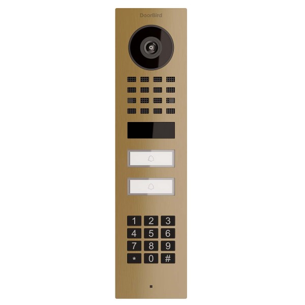 Interphone en saillie Smart-ON pour Two Doorbird D1102KV avec Keypad module avec aspect laiton