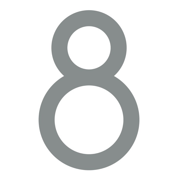 Numéro de maison auto-adhésif "8" - 245 mm en gris