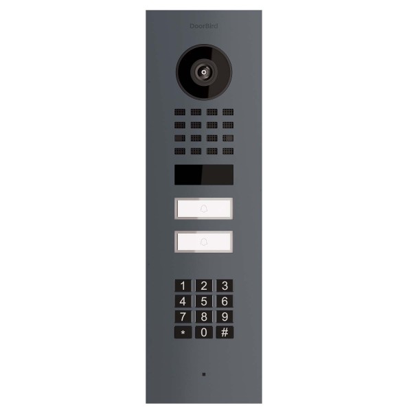 Interphone encastrable Smart-IN for Two Doorbird D1102KV avec Keypad module en anthracite