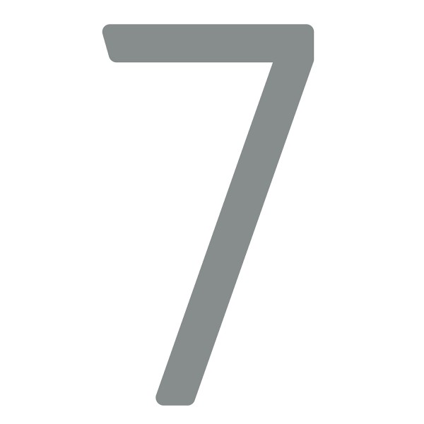 Numéro de maison moderne '' 7 '' - 245 mm en gris métallique