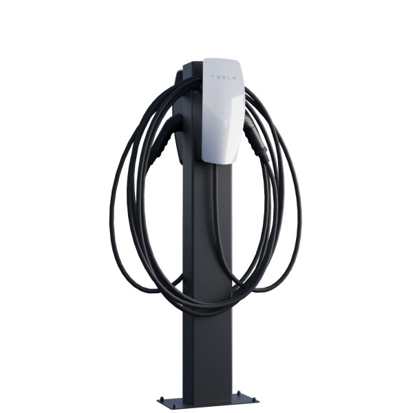 Borne de recharge Tesla VoltStand for Two avec plaque de sol noir