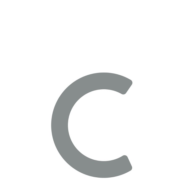 Lettre moderne '' C '' - 200 mm en gris métallique