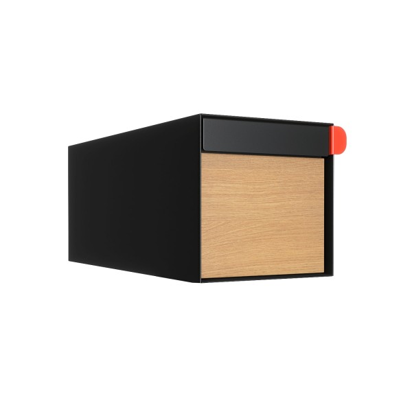 American Mailbox Americano Black avec front décoratif en bois | Mur