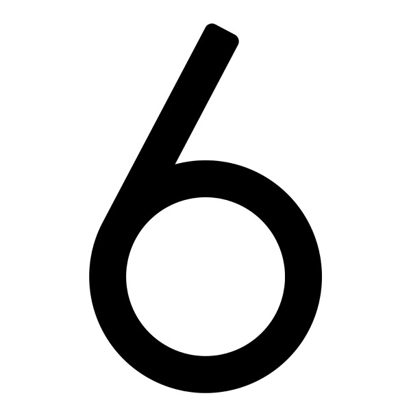 Numéro de maison auto-adhésif "6" - 245 mm en noir
