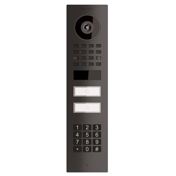 Interphone en saillie Smart-ON pour Two Doorbird D1102KV avec Keypad module en noir graphite