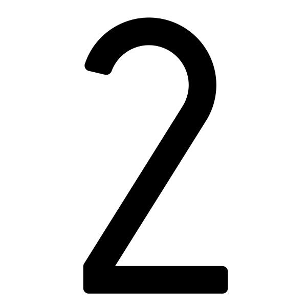 Numéro de maison auto-adhésif "2" - 245 mm en noir