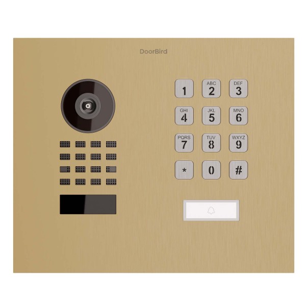 Interphone encastrable Smart-IN WideScope Doorbird D1101KH avec Keypad module en aspect laiton