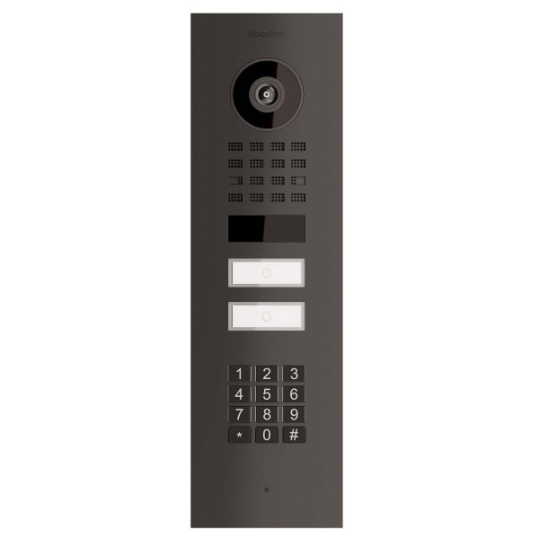 Interphone encastrable Smart-IN for Two Doorbird D1102KV avec Keypad module en noir graphite