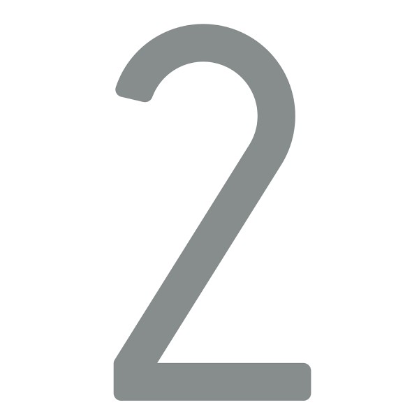 Numéro de maison auto-adhésif "2" - 245 mm en gris