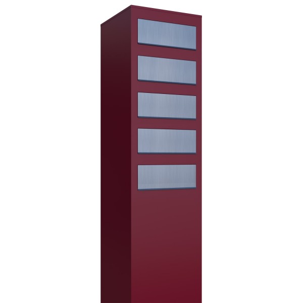 Boîtes aux lettres Monolith for Five quatre Rouge avec rabat en acier inoxydable