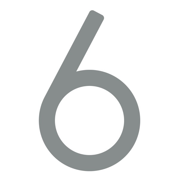 Numéro de maison auto-adhésif "6" - 245 mm en gris