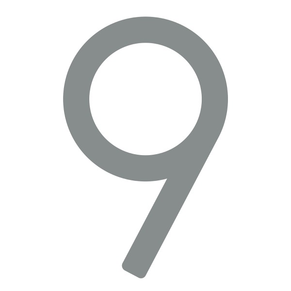 Numéro de maison auto-adhésif "9" - 245 mm en gris