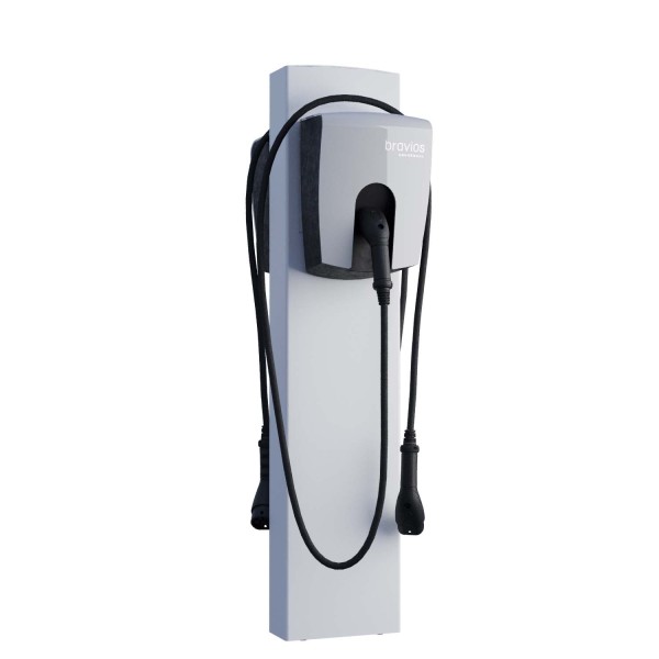 Support Wallbox universel FlexiMount for Two avec ancrage au sol en blanc