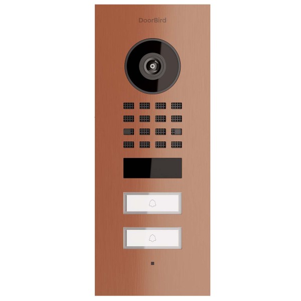 Interphone de porte encastré Smart-IN for Two Doorbird D1102V avec aspect bronze