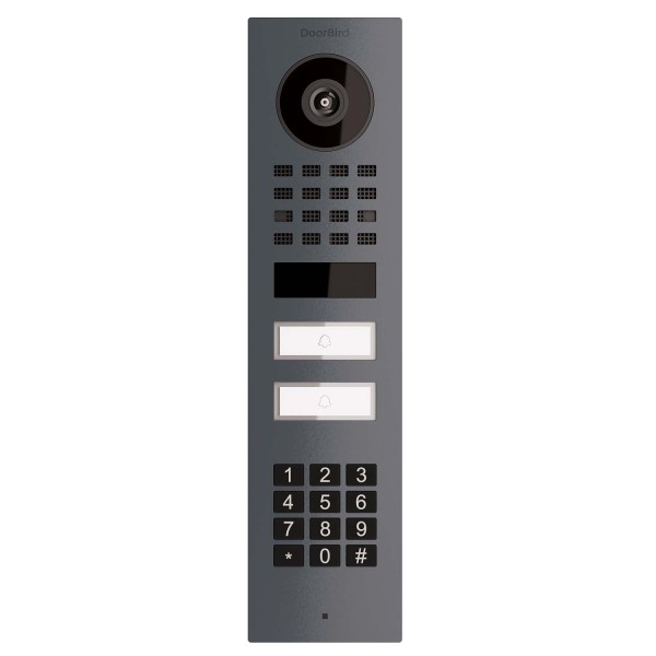 Interphone en saillie Smart-ON pour Two Doorbird D1102KV avec Keypad module en anthracite