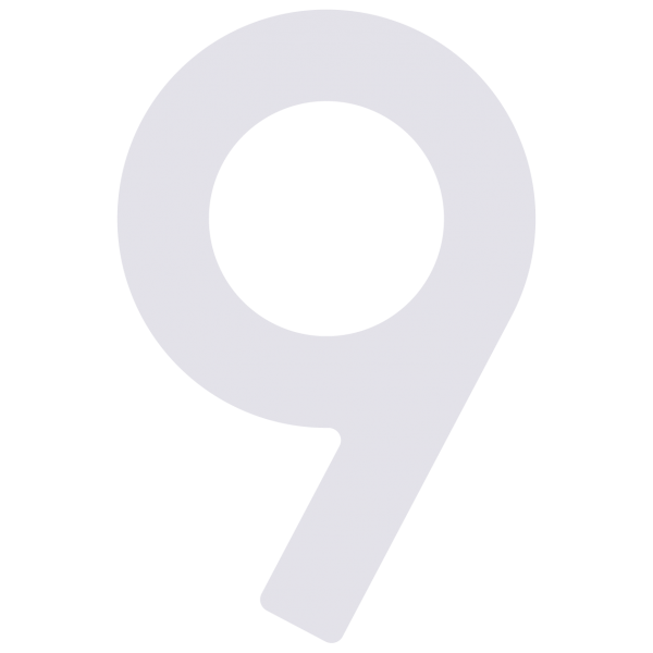 Numéro de maison auto-adhésif "9" - 152 mm en blanc