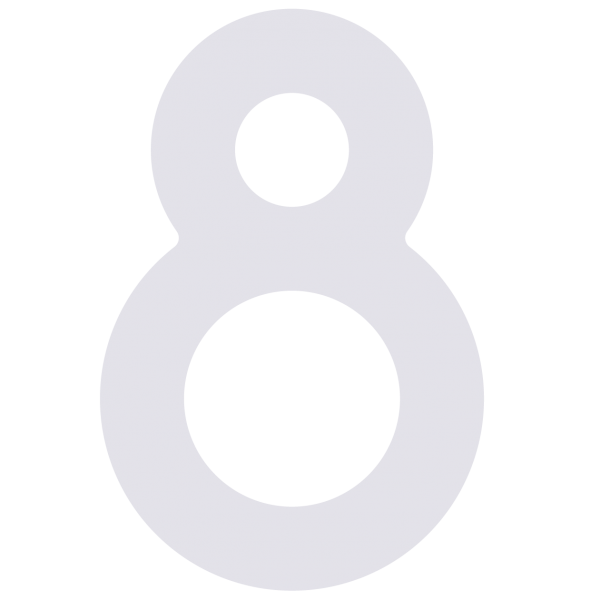 Numéro de maison auto-adhésif "8" - 40 mm en blanc