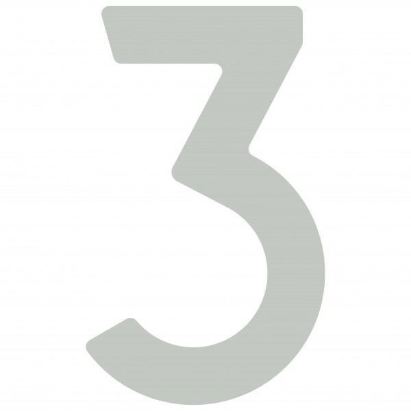 Numéro de maison auto-adhésif "3" - 152 mm en gris
